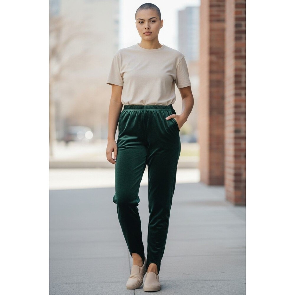 Vintage Jason Mxwell Velour Stirrup Stretch Pants Emerald Green Size M